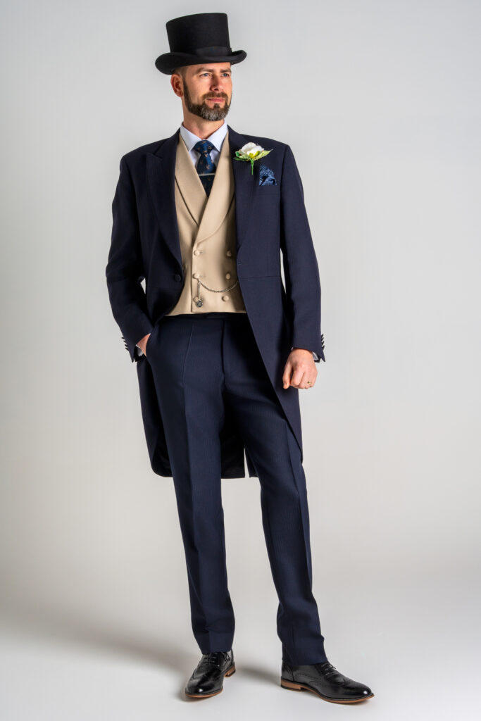 Herringbone Tails Navy - Wedding Suit Hire | Suits For Groom | Groom Hire